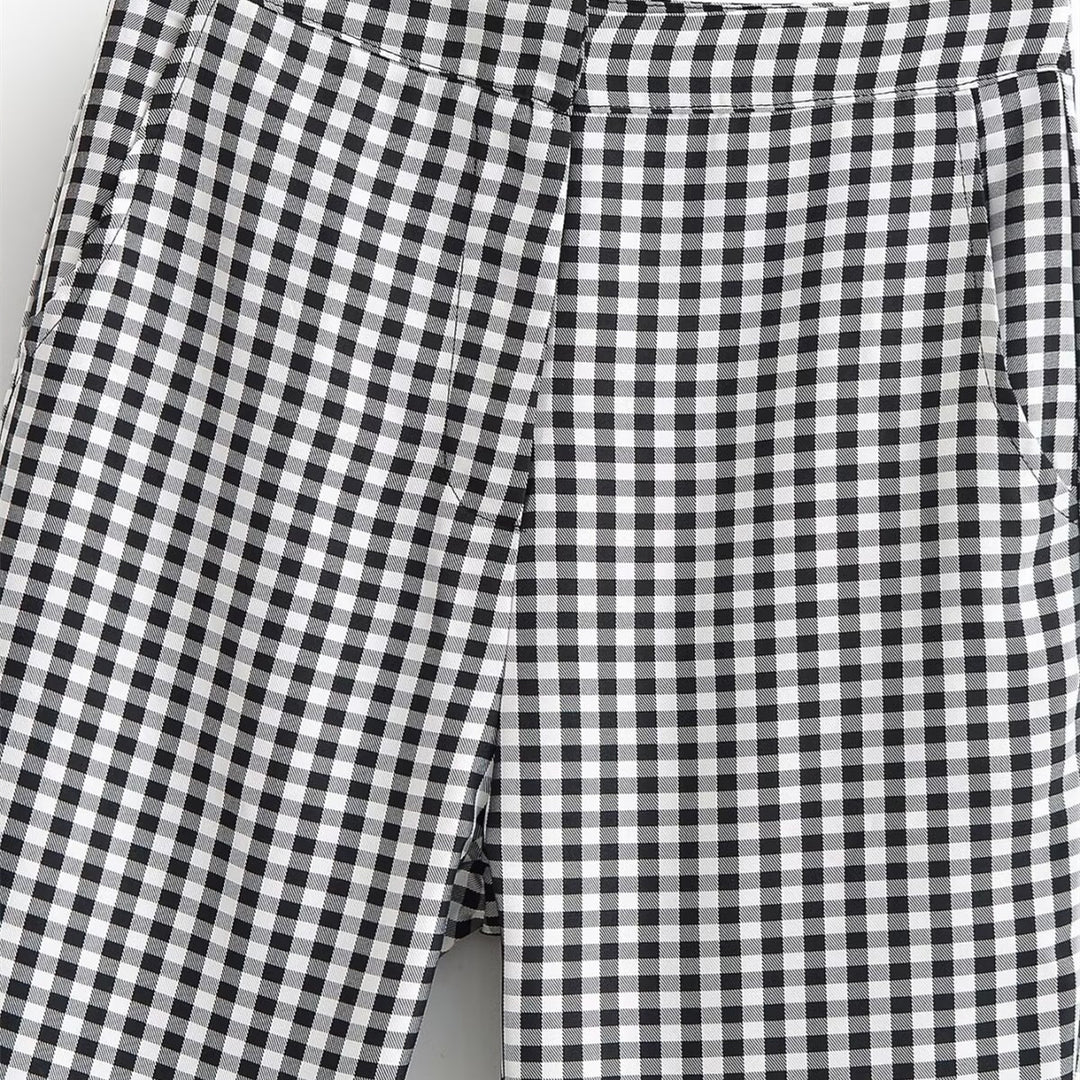 Damen karierten Hose mit lockerem Schnitt EB