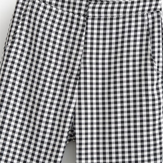 Damen karierten Hose mit lockerem Schnitt EB