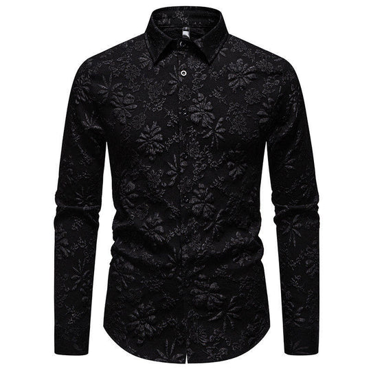 Herren Langarmhemd mit detailreicher Blumenstickerei EB