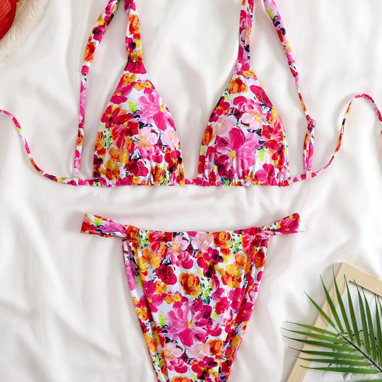 Damen Triangel-Bikini-Set mit modischem Tiermuster EB