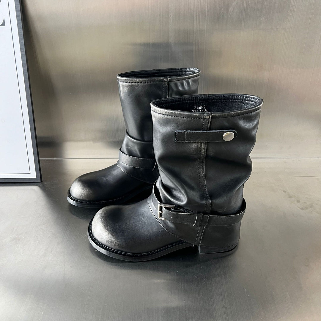 Damen Stiefel mit modischer Schließenverzierung und flexiblem Komfort EB