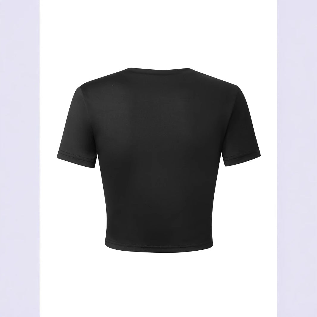 Damen Crop-T-Shirt mit fröhlichem Kirschmotiv EB