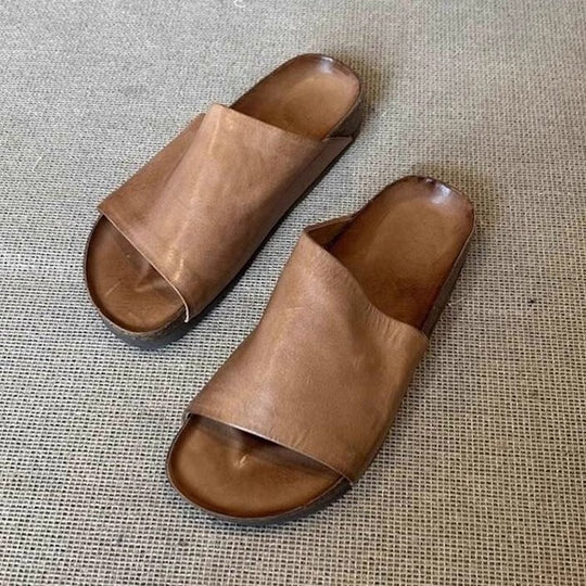 Damen Komfortable Slipper mit geschmeidiger Lederoberfläche und ergonomischem Fußbett EB