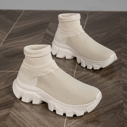 Damen Stricksneaker mit hohem Schaft und rutschfester Sohle EB