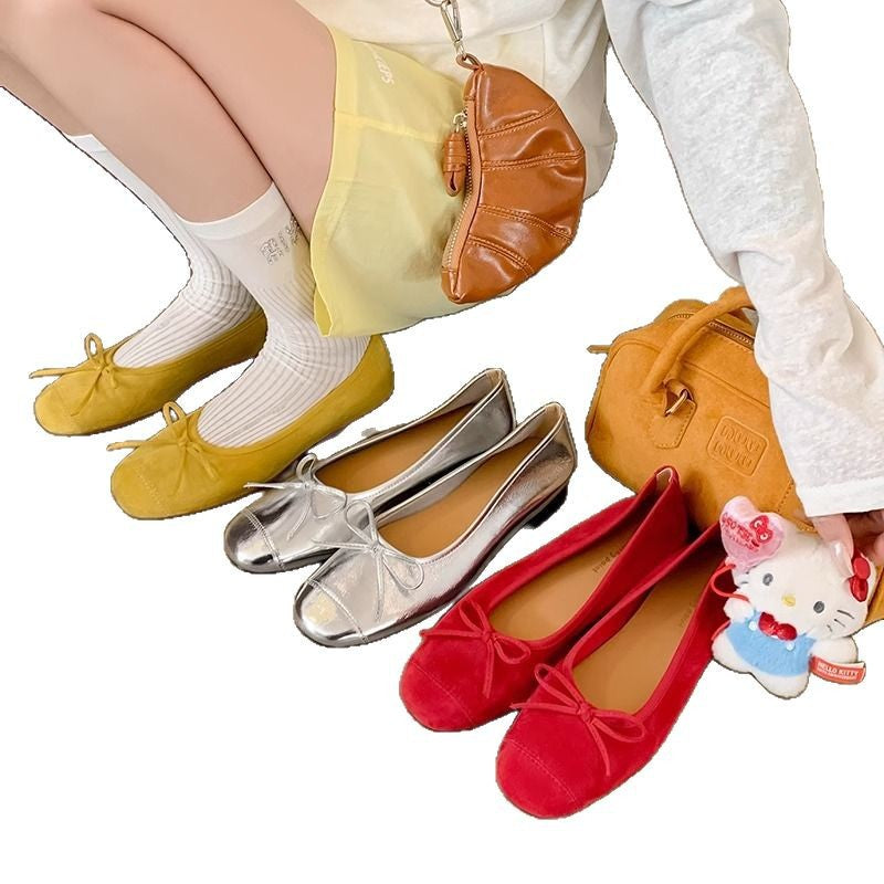 Damen Ballerinas mit schicker Schleifenverzierung und elegantem Metallfinish EB