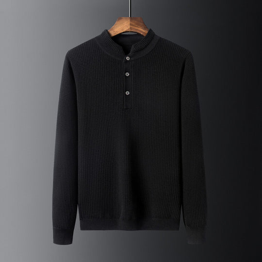 Herren Strukturierter Langarm-Pullover mit Knopfleiste EB