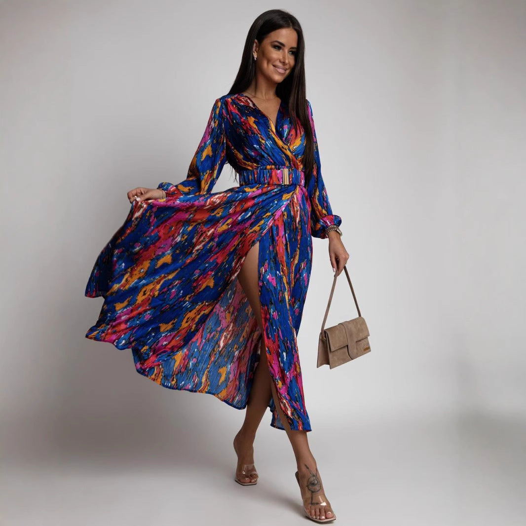 Damen Maxikleid mit bunten Mustern EB