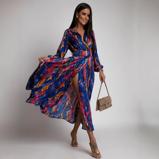 Damen Maxikleid mit bunten Mustern EB