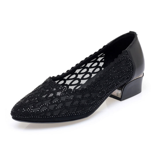 Damen Ballerinas mit funkelndem Strass und elegantem Lochmuster EB