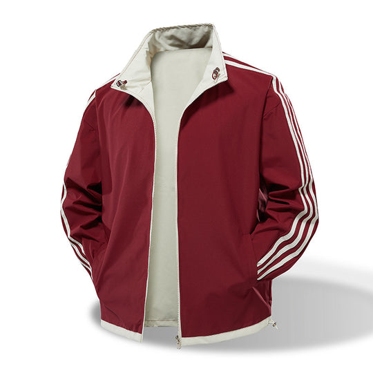 Herren  leichte Trackjacke mit Kontrast-Dreistreifenärmeldetail EB