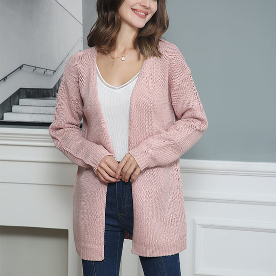 Damen Offene Strickjacke mit lässigem Schnitt und Taschen EB