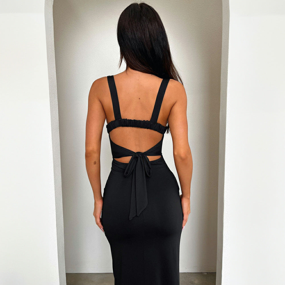 Damen Elegantes Maxikleid mit figurbetonendem Schnitt und seitlichem Schlitz EB