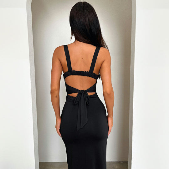 Damen Elegantes Maxikleid mit figurbetonendem Schnitt und seitlichem Schlitz EB