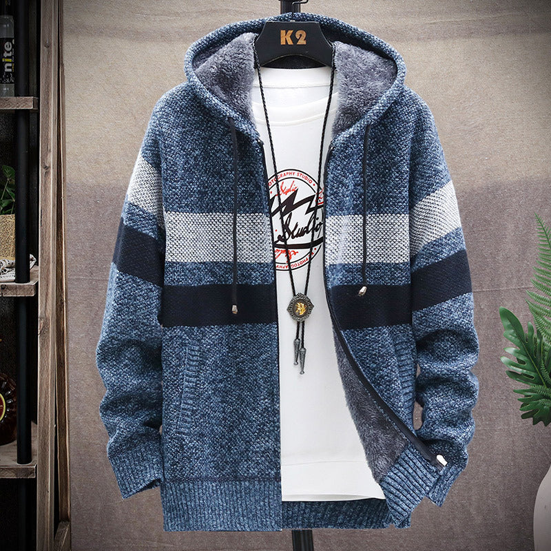 Herren Fleece-Hoodie mit hohem Kragen und Struktur EB