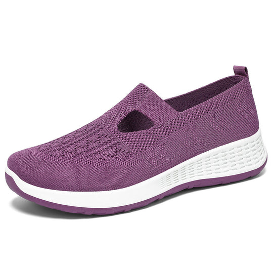 Damen Bequeme Slip-On Sneakers mit atmungsaktivem Strickoberteil EB