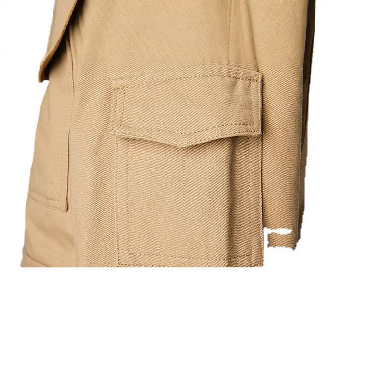Herren nan militärische Fieldjacke mit Mehrfach-Taschen, Schulterklappen und Rippbündchen EB