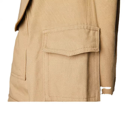 Herren nan militärische Fieldjacke mit Mehrfach-Taschen, Schulterklappen und Rippbündchen EB