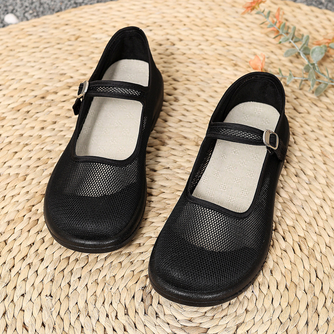 Damen Mesh-Ballerinas mit verstellbarem Riemen EB