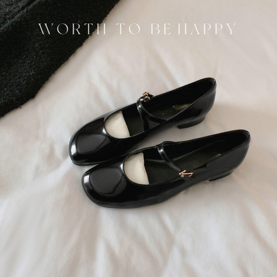 Damen Elegante Ballerinas mit verstellbarem Riemen und luxuriösem Glanz EB
