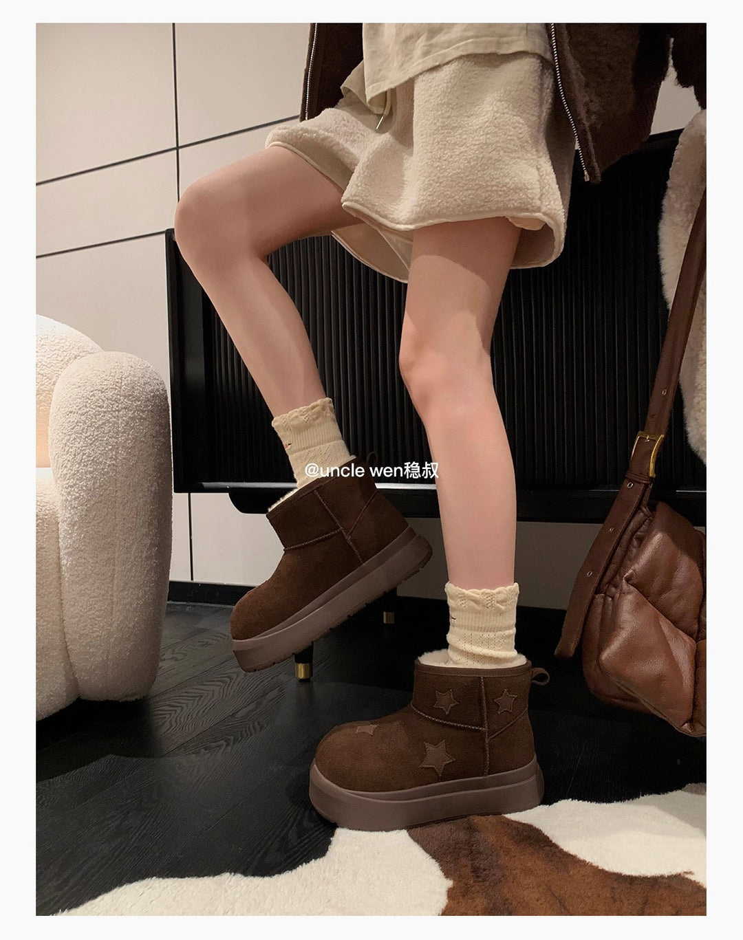Damen trendige Winterstiefel mit komfortabler Sohle und dekorativen Sternen EB