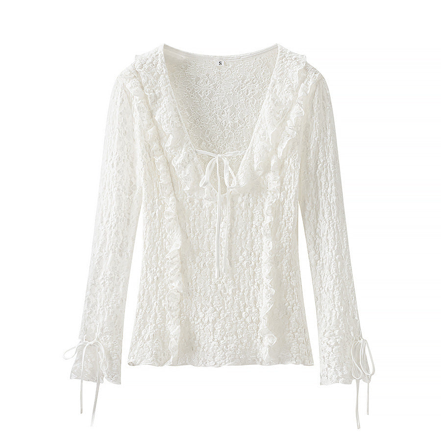 Damen Bluse mit Spitzenverzierung EB