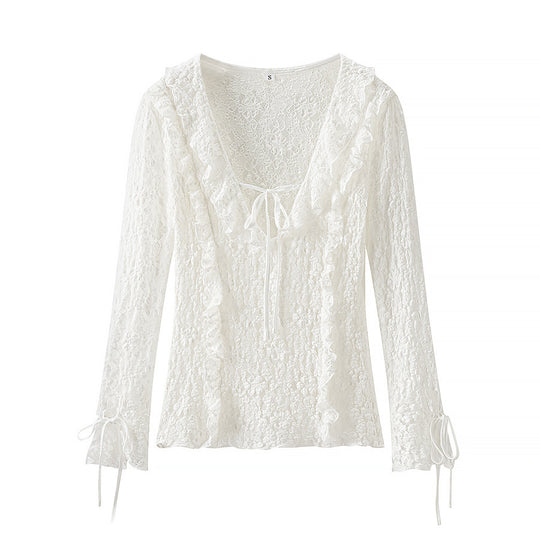 Damen Bluse mit Spitzenverzierung EB