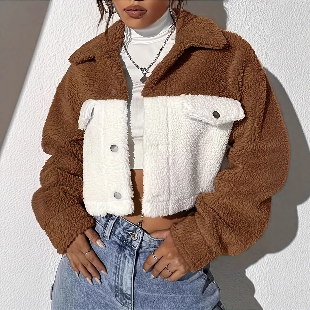 Damen Fleecejacke im Oversize-Stil mit Taschen EB
