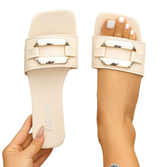 Damen Elegante und bequeme Slides mit dekorativen Metallakzenten EB
