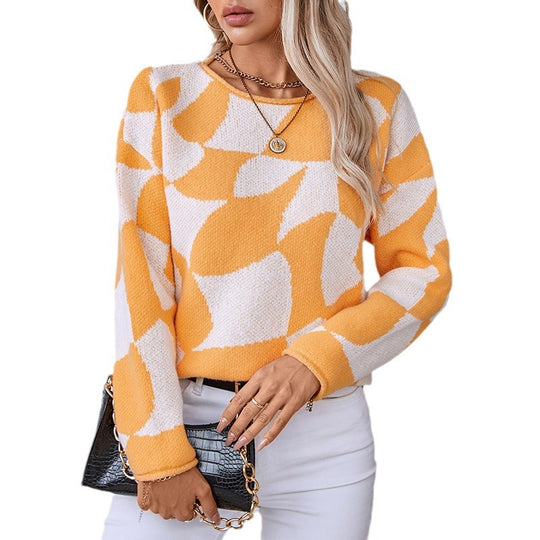 Damen Strickpullover mit modernem Muster und lässigem Schnitt EB