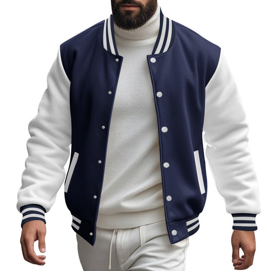 Herren Varsity-Jacke mit kontrastierenden Ärmeln und gestreiften Bündchen EB