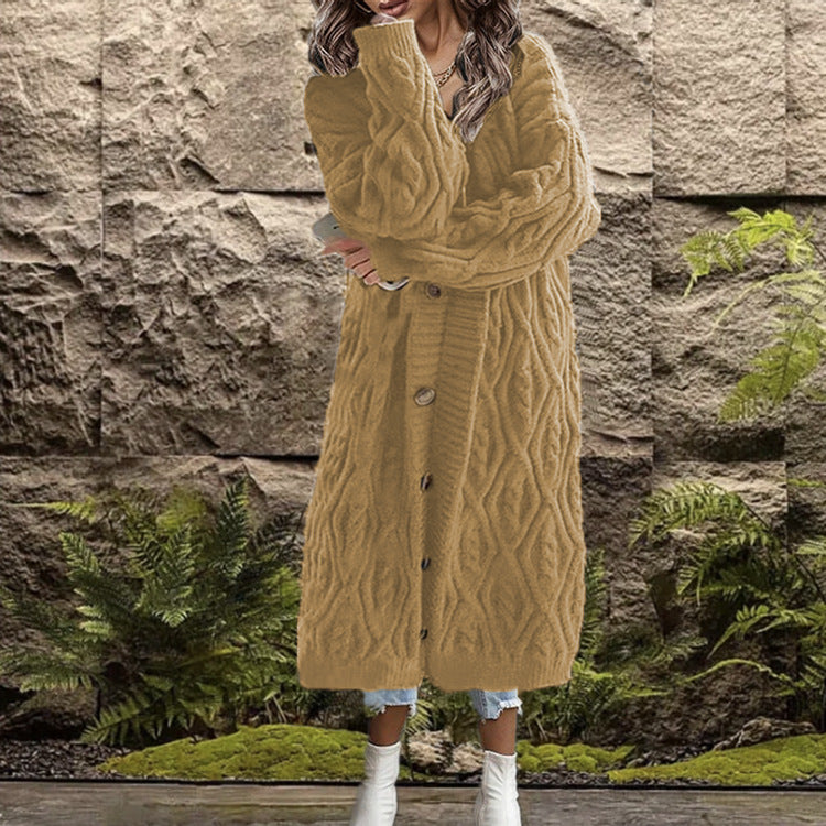 Damen Strickmantel mit kunstvollem Zopfmuster EB