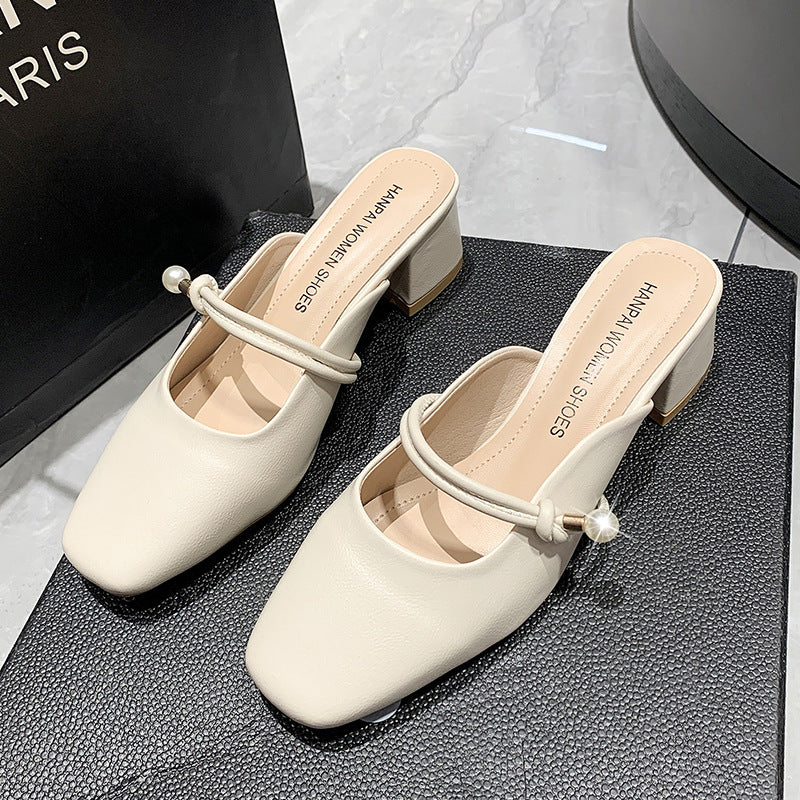 Damen Elegante Slingback-Pumps mit dekorativem Riemchen und feinem Perlenschmuck EB
