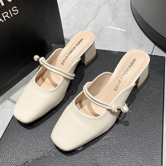 Damen Elegante Slingback-Pumps mit dekorativem Riemchen und feinem Perlenschmuck EB