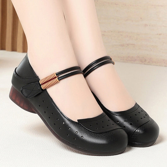 Damen atmungsaktive und bequeme Mary Jane Ballerinas mit elastischem Riemen EB