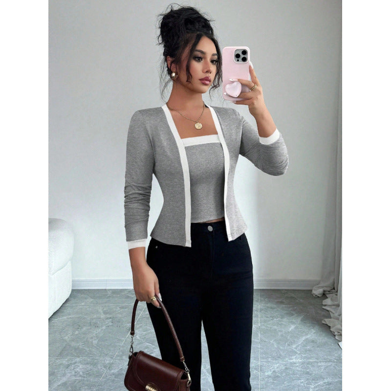 Damen modische Jacke mit schmalem Schnitt und eleganter Knopfleiste EB