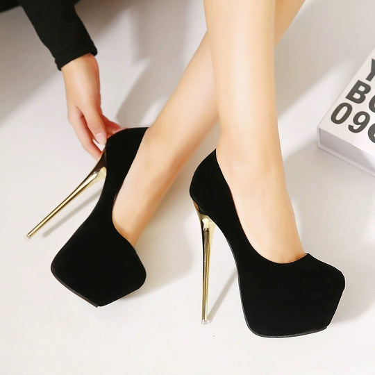 Damen High-Heel Pumps mit elegantem goldenen Absatz EB