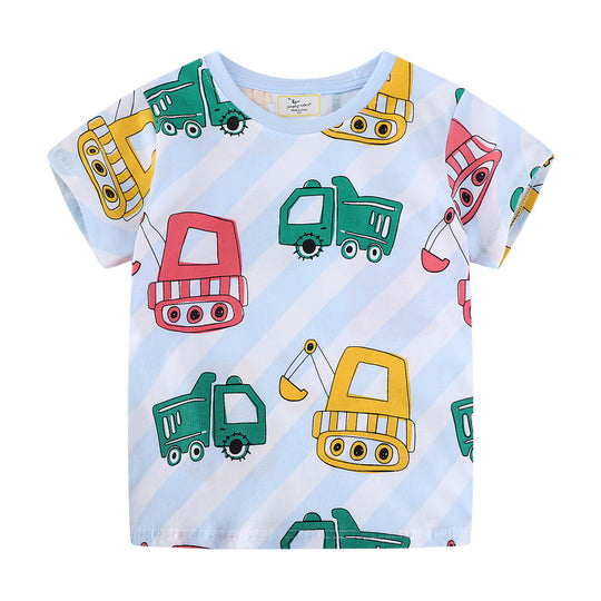 Jungen T-Shirt mit lebhaften Baufahrzeug-Motiven EB