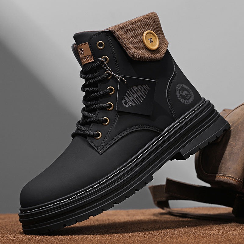 Damen Winterstiefel mit doppeltem Knopfverschluss und gepolstertem Kragen EB