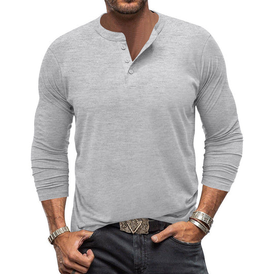 Herren Langarm T-Shirt mit Knopfleiste EB