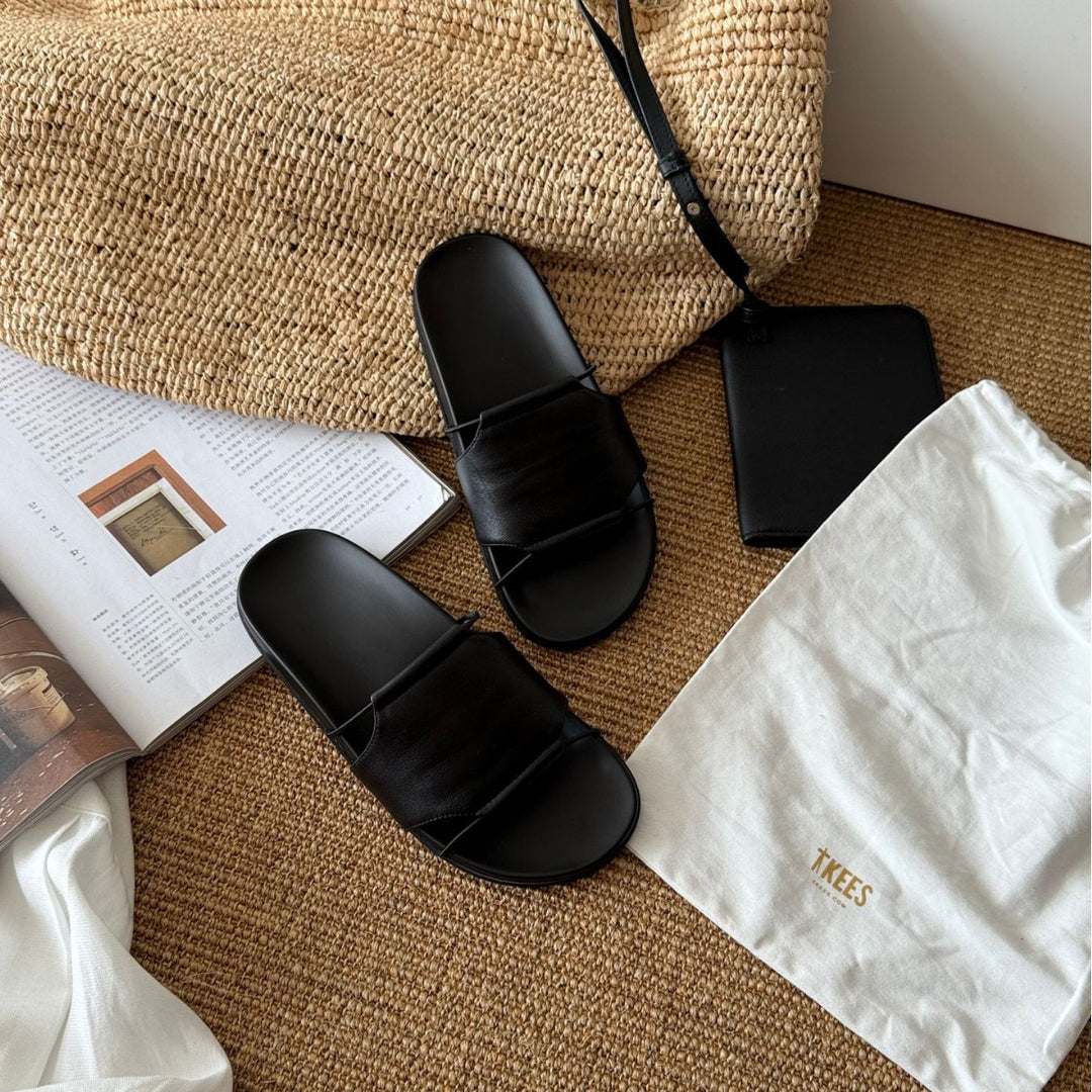 Damen Komfortable Zehentrenner-Sandalen im minimalistischen Design mit doppeltem Riemen EB