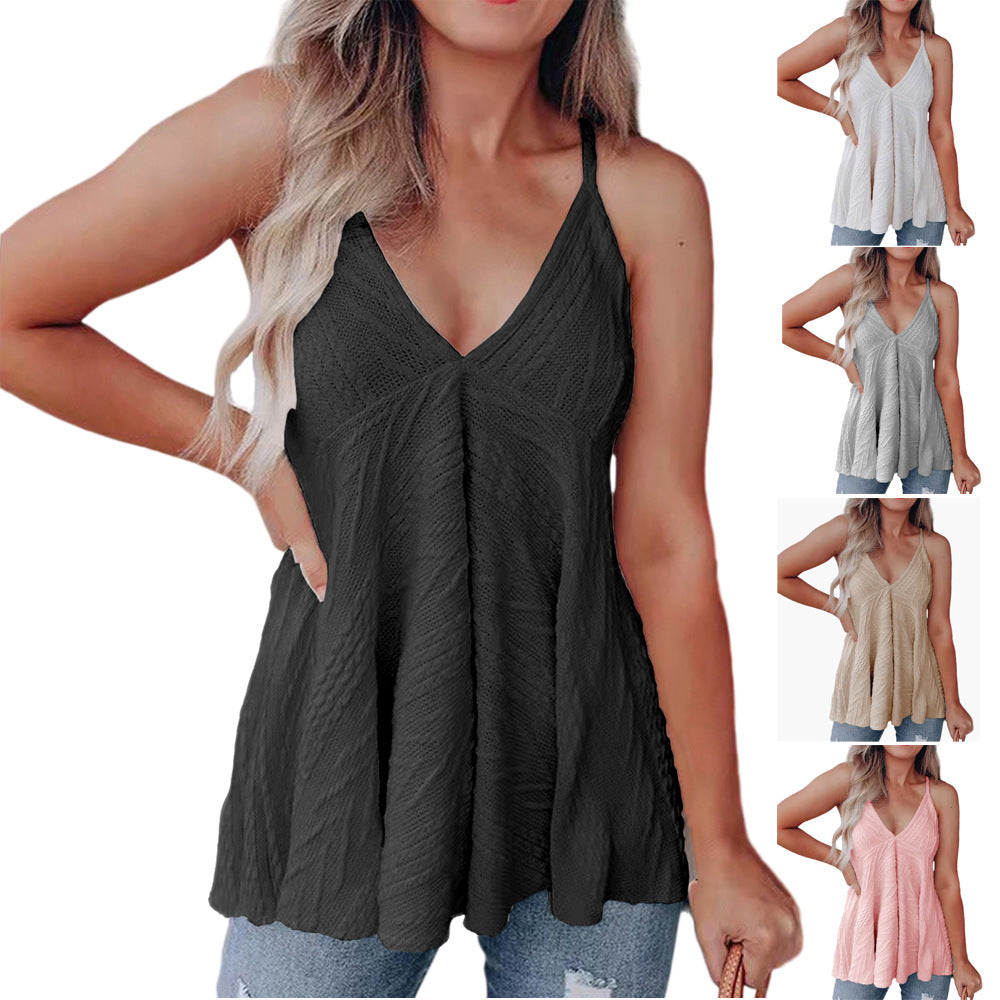 Damen lässiges Volant-Top mit V-Ausschnitt EB