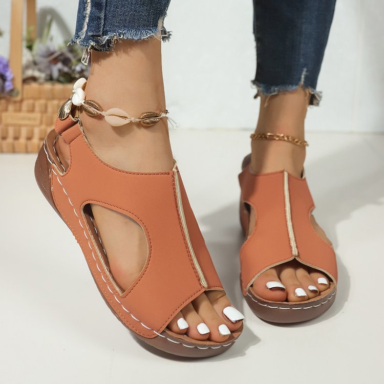 Damen Sportlich-elegante Komfort-Sandalen mit gepolstertem Fußbett und verstellbaren Klettverschlüssen EB