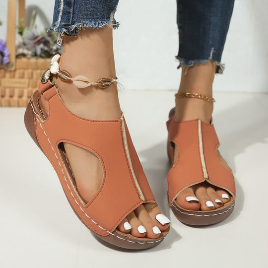 Damen Sportlich-elegante Komfort-Sandalen mit gepolstertem Fußbett und verstellbaren Klettverschlüssen EB