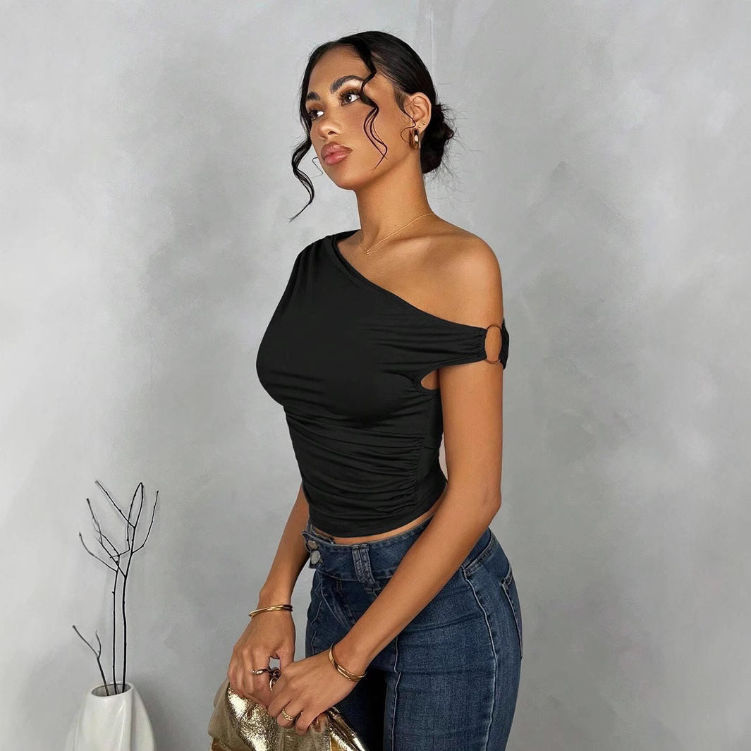 Damen Asymmetrisches Crop-Top mit elegantem Wellendesign und raffiniertem Schnitt EB