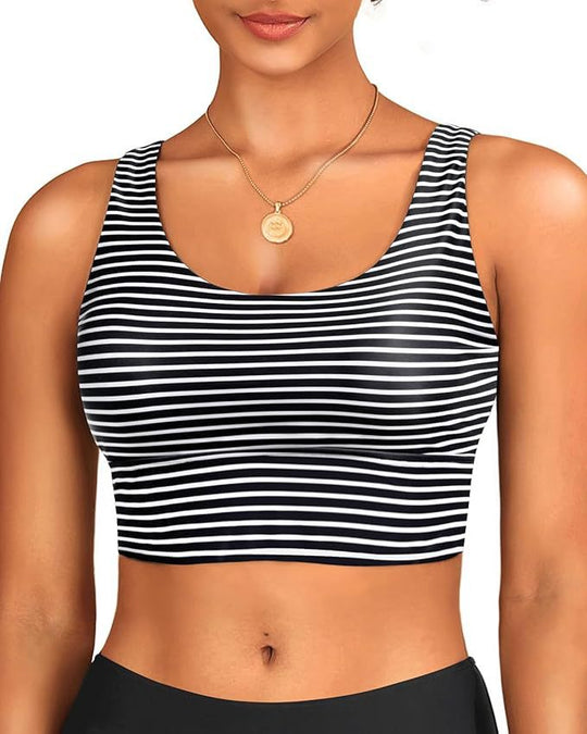 Damen sportlicher Crop-Top mit klassischen Streifen EB