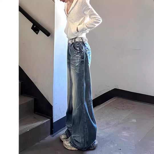 Damen Weite Jeans mit ausgefallenem Schnitt und modernem Design EB