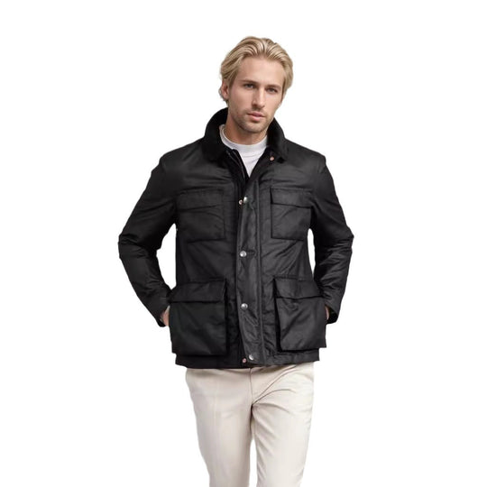 Herren funktionale Utility-Jacke mit warmem Fleece-Kragen und praktischen Taschen EB