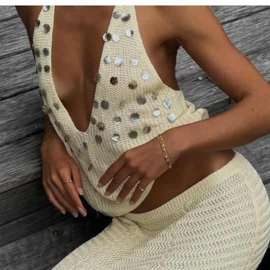Damen Stricktop mit funkelneden Details EB