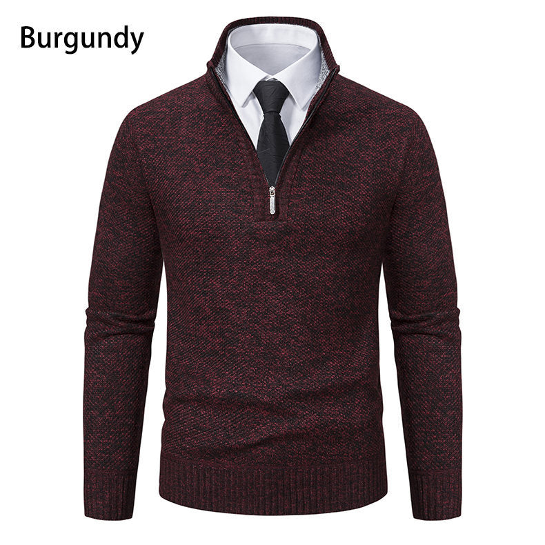 Herren Strickpullover mit modernem Reißverschluss und strukturiertem Design EB
