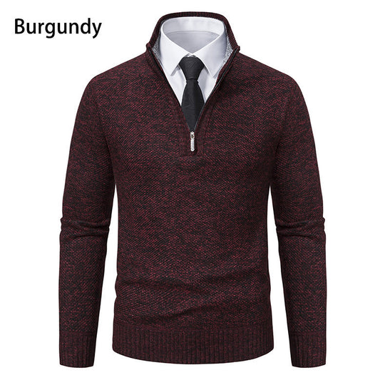 Herren Strickpullover mit modernem Reißverschluss und strukturiertem Design EB